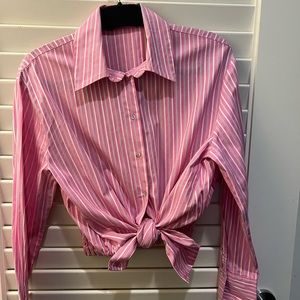 Zara button down cropped shirt